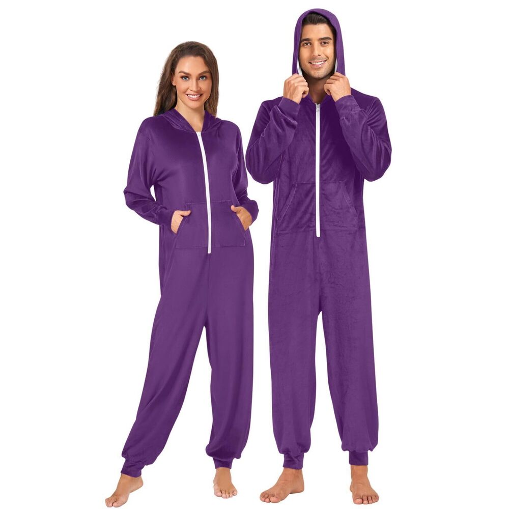 8887 Dark Purple Onesie Pajamas for Adult Long Sleeves One Piece Onesies